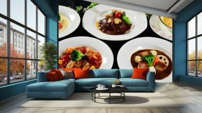 フレンチ料理　スープに肉料理いろいろ Wall mural